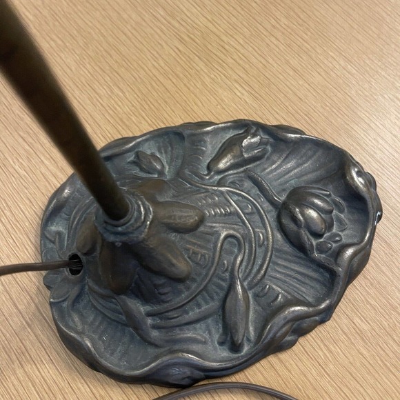 Vintage Gilbert Floral Tulip Lilly Pad Table Lamp USA Bronze Base RARE - Picture 11 of 14